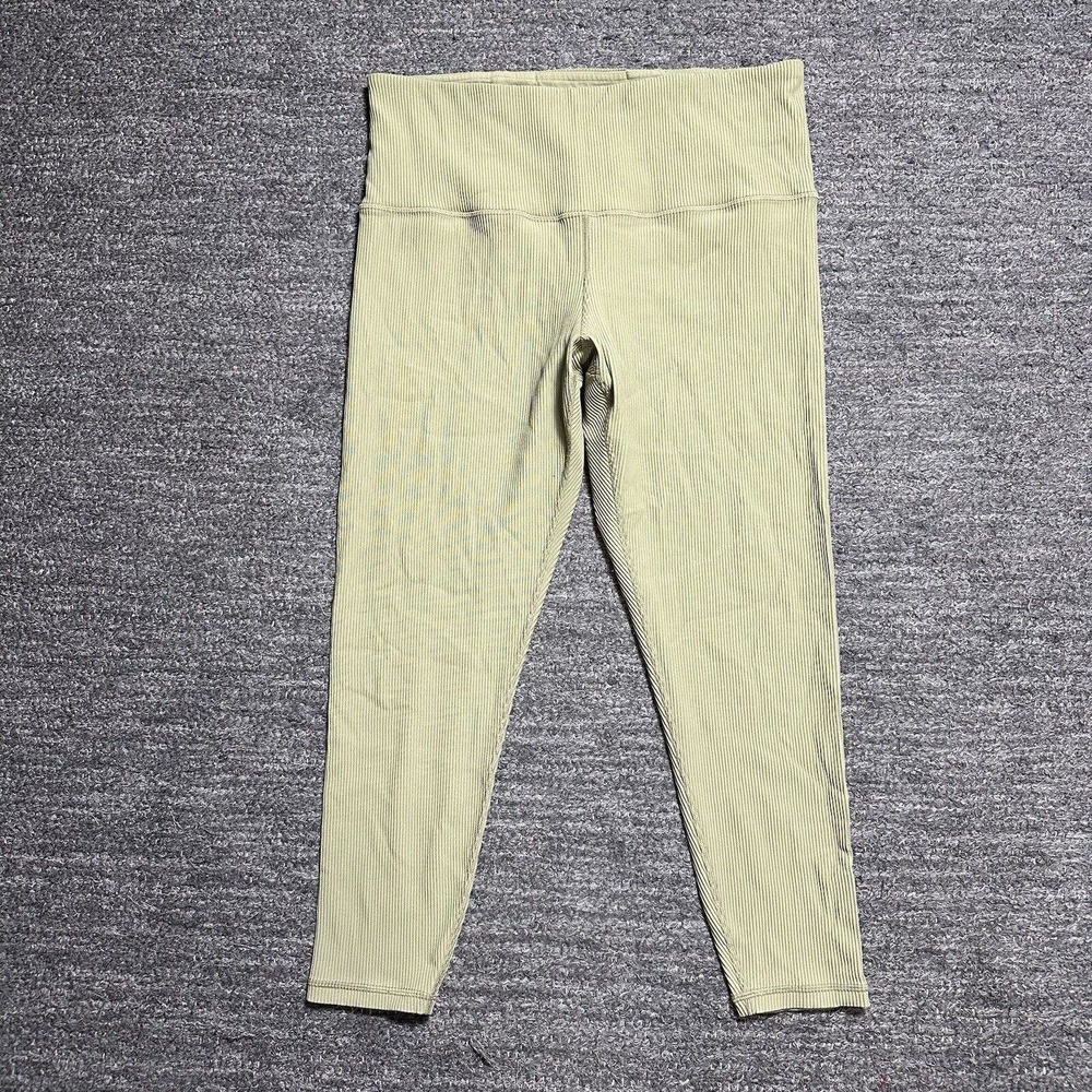 Athleta Elation Rib Leggings Women 1X Plus Green Crop Outdoor Run Athletic Gym